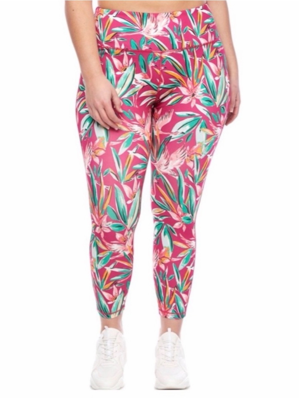 NWT crown & ivy Pink Tropical Leaf Print High-Rise Leggings